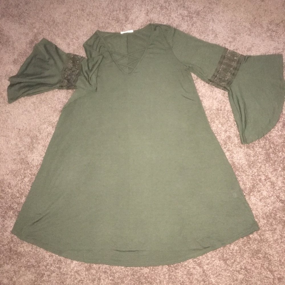 Olive green baby doll dress